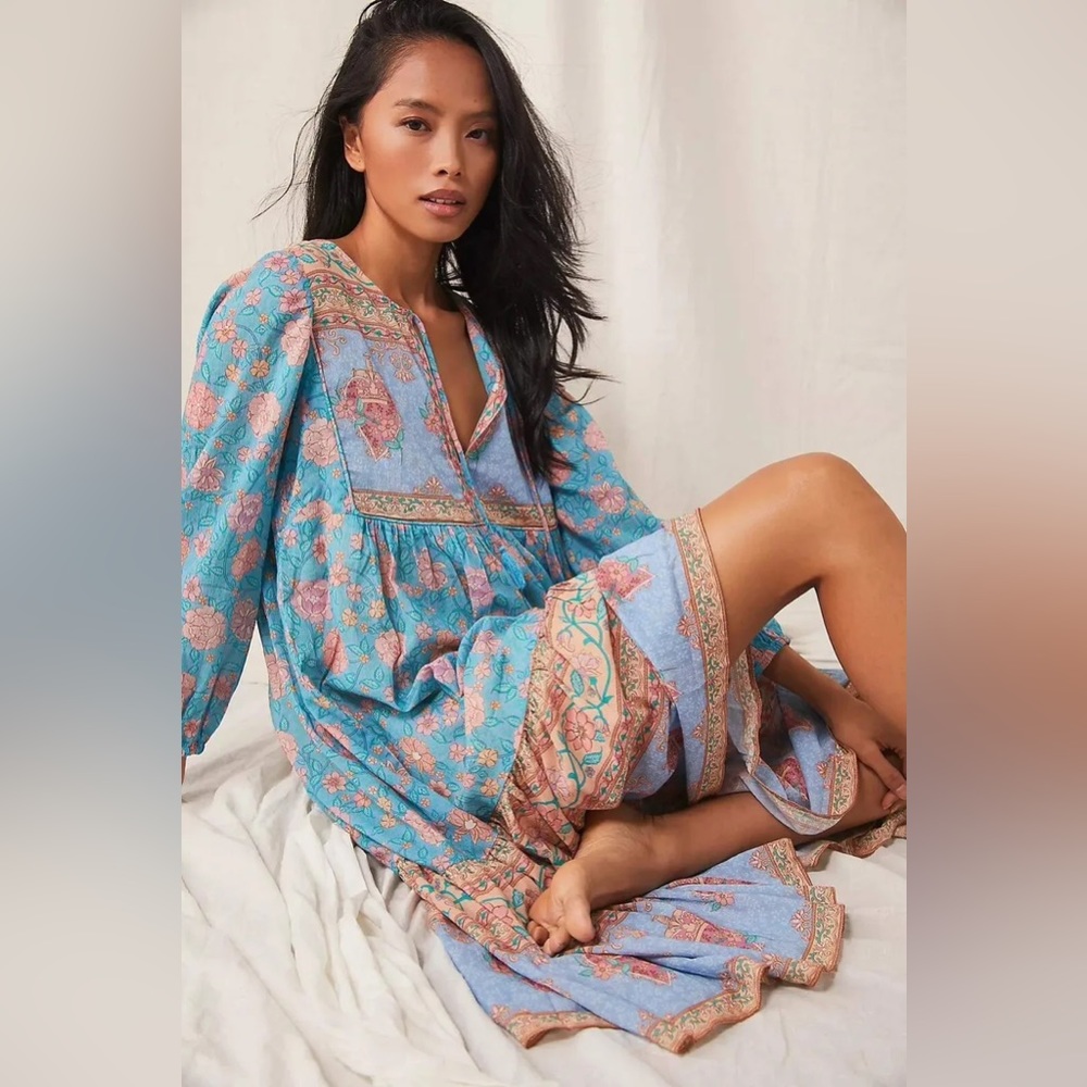 NWT Spell & The Gypsy Collective Love Story Boho Dress in Sky Blue